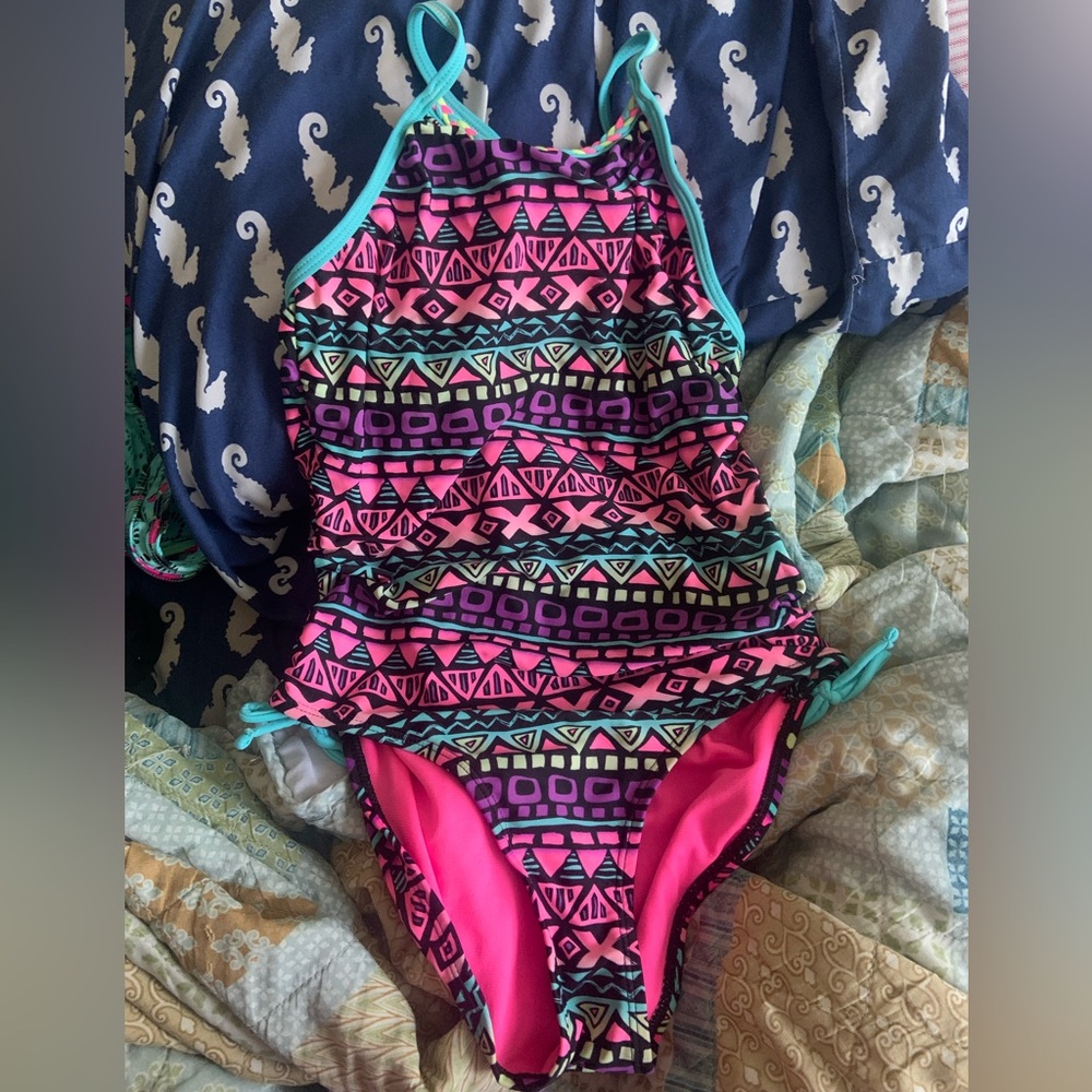 colorful girls one piece swimsuit